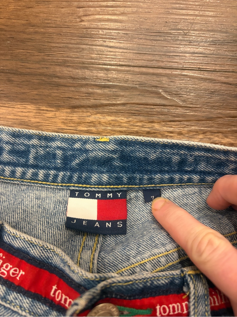 Tommy Hilfiger women’s Straight Blue Denim Jeans with Red Waistband Accent - Picture 9 of 14